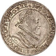 Austria 1 Thaler (Rudolf II) KM# 246.2 RVDOLPHVS II D G RO IMP SEM AVG GER HVN BO REX 1603 coin obverse Austria 1 Thaler (Rudolf II) KM# 246.2 RVDOLPHVS II D G RO IMP SEM AVG GER HVN BO REX 1603 coin obverse