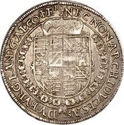 Austria 1 Thaler (Rudolf II) KM# 246.2 NEC NON ARCHIDVCES AVS DV BVRG LAND AL CO FE coin reverse Austria 1 Thaler (Rudolf II) KM# 246.2 NEC NON ARCHIDVCES AVS DV BVRG LAND AL CO FE coin reverse