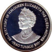 Tuvalu 10 Dollars Birthday of HM Queen Elizabeth II 1980 Proof KM# 11a $10 1980 80 BIRTHDAY OF HM QUEEN ELIZABETH THE QUEEN MORTHER TUVALU coin reverse Tuvalu 10 Dollars Birthday of HM Queen Elizabeth II 1980 Proof KM# 11a $10 1980 80 BIRTHDAY OF HM QUEEN ELIZABETH THE QUEEN MORTHER TUVALU coin reverse
