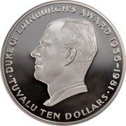 Tuvalu Ten Dollars Award of Duke of Edinburgh 1981 Proof KM# 13a DUKE OF ENDINBURGH'S AWARD 1956-1981 TUVALU TEN DOLLARS coin reverse Tuvalu Ten Dollars Award of Duke of Edinburgh 1981 Proof KM# 13a DUKE OF ENDINBURGH'S AWARD 1956-1981 TUVALU TEN DOLLARS coin reverse