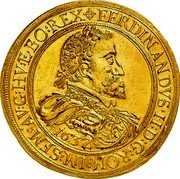 Austria 10 Ducat (Ferdinand II St Veit) + FERDINANDVS • II : D : G : ROM : IM : SEM : AV : G : HV : E • BO : REX 163Z coin obverse Austria 10 Ducat (Ferdinand II St Veit) + FERDINANDVS • II : D : G : ROM : IM : SEM : AV : G : HV : E • BO : REX 163Z coin obverse