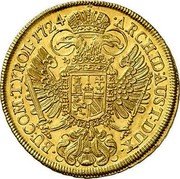 Austria 10 Ducat Karl VI Vienna 1724  ARCHID : AUST : DUX BU : COM : TYROL : 1724 coin reverse