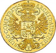 Austria 10 Ducat (Maria Theresia Vienna) ARCHID AUST DUX X BURG COM TYR 1754 coin reverse Austria 10 Ducat (Maria Theresia Vienna) ARCHID AUST DUX X BURG COM TYR 1754 coin reverse