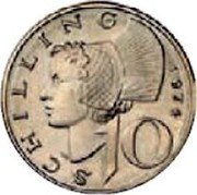 Austria 10 Schilling (Probe) KM# Pn94 SCHILLING 10 1974 coin obverse Austria 10 Schilling (Probe) KM# Pn94 SCHILLING 10 1974 coin obverse