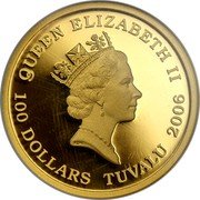 Tuvalu 100 Dollars 1963 Corvette Sting Ray 2006 Proof KM# 69 QUEEN ELIZABETH II 100 DOLLARS TUVALU 2006 coin obverse