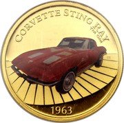 Tuvalu 100 Dollars 1963 Corvette Sting Ray 2006 Proof KM# 69 CORVETTE STING RAY TM GM 1963 coin reverse