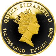 Tuvalu 100 Dollars (Elizabeth II Superman) QUEEN ELIZABETH II RDM 1OZ 9999 GOLD TUVALU 2008 coin obverse
