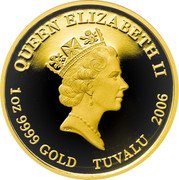 Tuvalu 100 Dollars (Elizabeth II Tetsujin 28) QUEEN ELIZABETH II RDM 1 OZ 9999 GOLD TUVALU 2006 coin obverse