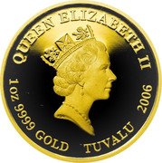 Tuvalu 100 Dollars (Elizabeth II Ultraman Nexus) QUEEN ELIZABETH II RDM 1 OZ 9999 GOLD TUVALU 2006 coin obverse