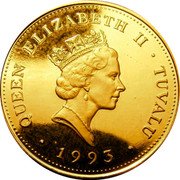Tuvalu 100 Dollars Anniversary of Coronation 1993 Proof KM# 29 QUEEN ELIZABETH II TUVALU RDM 1993 coin obverse Tuvalu 100 Dollars Anniversary of Coronation 1993 Proof KM# 29 QUEEN ELIZABETH II TUVALU RDM 1993 coin obverse