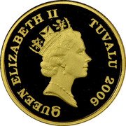 Tuvalu 15 Dollars Elizabeth II Australian Owl 2006 Proof KM# 159 QUEEN ELIZABETH II TUVALU 2006 RDM coin obverse Tuvalu 15 Dollars Elizabeth II Australian Owl 2006 Proof KM# 159 QUEEN ELIZABETH II TUVALU 2006 RDM coin obverse