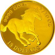 Tuvalu 15 Dollars (Horse) 15 DOLLARS 9999 GOLD 1/10 OZ coin reverse Tuvalu 15 Dollars (Horse) 15 DOLLARS 9999 GOLD 1/10 OZ coin reverse