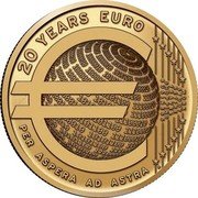 Belgium 2-1/2 Euro The twentieth anniversary of the Euro 2022  BU 20 YEARS EURO WORK STUDY RETIRE TRAVEL SHOPPING BUSINESS PER ASPERA AD ASTRA 1 0 € coin reverse