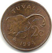 Tuvalu 2 Cents Stingray Fish 1994 KM# 30 TUVALU 2C 1994 coin reverse Tuvalu 2 Cents Stingray Fish 1994 KM# 30 TUVALU 2C 1994 coin reverse
