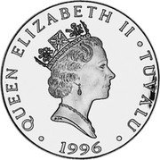 Tuvalu 2 Dollars Olympic Games Swimmer 1996 Proof KM# 37 QUEEN ELIZABETH II TUVALU RDM 1996 coin obverse Tuvalu 2 Dollars Olympic Games Swimmer 1996 Proof KM# 37 QUEEN ELIZABETH II TUVALU RDM 1996 coin obverse
