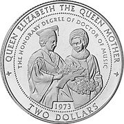 Tuvalu Two Dollars Queen Mother Doctor of Music Degree 1997 Proof KM# 48 QUEEN ELIZABETH THE QUEEN MOTHER THE HONORARY DEGREE OF DOCTOR OF MUSIC 1973 TWO DOLLARS coin reverse Tuvalu Two Dollars Queen Mother Doctor of Music Degree 1997 Proof KM# 48 QUEEN ELIZABETH THE QUEEN MOTHER THE HONORARY DEGREE OF DOCTOR OF MUSIC 1973 TWO DOLLARS coin reverse