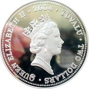 Tuvalu Two Dollars Year of the Monkey Chinese Lunar 2004 Proof KM# 218 ELIZABETH II 2004 TUVALU TWO DOLLARS RDM coin obverse Tuvalu Two Dollars Year of the Monkey Chinese Lunar 2004 Proof KM# 218 ELIZABETH II 2004 TUVALU TWO DOLLARS RDM coin obverse