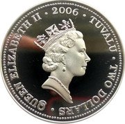 Tuvalu Two Dollars Year of the Dog Chinese Lunar 2006 Proof KM# 223 QUEEN ELIZABETH II 2006 TUVALU TWO DOLLARS RDM coin obverse Tuvalu Two Dollars Year of the Dog Chinese Lunar 2006 Proof KM# 223 QUEEN ELIZABETH II 2006 TUVALU TWO DOLLARS RDM coin obverse