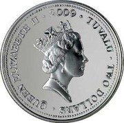 Tuvalu Two Dollars Year of the Buffalo 2009 Proof KM# 241 QUEEN ELIZABETH II 2009 TUVALU TWO DOLLARS coin obverse Tuvalu Two Dollars Year of the Buffalo 2009 Proof KM# 241 QUEEN ELIZABETH II 2009 TUVALU TWO DOLLARS coin obverse