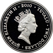 Tuvalu Two Dollars Year of the Tiger Chinese Lunar 2010 Proof KM# 244 QUEEN ELIZABETH II 2010 TUVALU TWO DOLLARS coin obverse Tuvalu Two Dollars Year of the Tiger Chinese Lunar 2010 Proof KM# 244 QUEEN ELIZABETH II 2010 TUVALU TWO DOLLARS coin obverse