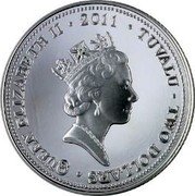 Tuvalu Two Dollars Year of the Rabbit 2011 Proof KM# 245 QUEEN ELIZABETH II 2011 TUVALU TWO DOLLARS coin obverse Tuvalu Two Dollars Year of the Rabbit 2011 Proof KM# 245 QUEEN ELIZABETH II 2011 TUVALU TWO DOLLARS coin obverse