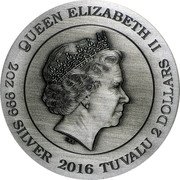 Tuvalu 2 Dollars Norse Gods Loki 2016 Proof KM# 283 QUEEN ELIZABETH II IRB 2 OZ 999 SILVER 2016 TUVALU 2 DOLLARS coin obverse Tuvalu 2 Dollars Norse Gods Loki 2016 Proof KM# 283 QUEEN ELIZABETH II IRB 2 OZ 999 SILVER 2016 TUVALU 2 DOLLARS coin obverse