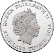 Tuvalu 2 Dollars Elizabeth II Year of the Horse 2014  Proof QUEEN ELIZABETH II IRB 2 DOLLARS TUVALU 2014 coin obverse Tuvalu 2 Dollars Elizabeth II Year of the Horse 2014  Proof QUEEN ELIZABETH II IRB 2 DOLLARS TUVALU 2014 coin obverse