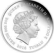 Tuvalu 2 Dollars Language of Love 2016 Proof KM# 278 QUEEN ELIZABETH II TUVALU 2 DOLLARS 2 OZ 999 SILVER 2016 IRB coin obverse Tuvalu 2 Dollars Language of Love 2016 Proof KM# 278 QUEEN ELIZABETH II TUVALU 2 DOLLARS 2 OZ 999 SILVER 2016 IRB coin obverse