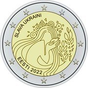 Estonia 2 Euro (Slava Ukraini) SLAVA UKRAINI EESTI 2022 coin obverse Estonia 2 Euro (Slava Ukraini) SLAVA UKRAINI EESTI 2022 coin obverse