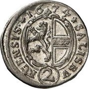Austria 2 Kreuzer (Max Gandolf von Kuenburg) SALISBV (2) RGENSIS coin reverse Austria 2 Kreuzer (Max Gandolf von Kuenburg) SALISBV (2) RGENSIS coin reverse