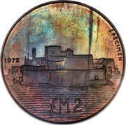 Malta 2 Pounds Fort St. Angelo - Specimen 1972  SPECIMEN 1972 £M2 coin reverse Malta 2 Pounds Fort St. Angelo - Specimen 1972  SPECIMEN 1972 £M2 coin reverse