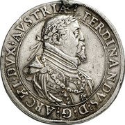Austria 2 Thaler (Ferdinand II of Tyrol) FERDINANDVS D G ARCHI DVX AVSTRIÆ coin obverse Austria 2 Thaler (Ferdinand II of Tyrol) FERDINANDVS D G ARCHI DVX AVSTRIÆ coin obverse