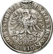 Austria 2 Thaler (Ferdinand II of Tyrol) DVX BVRGVNDIA COMES TIROLIS coin reverse Austria 2 Thaler (Ferdinand II of Tyrol) DVX BVRGVNDIA COMES TIROLIS coin reverse