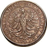 Austria 2 Thaler (Ferdinand II of Tyrol - Hall) DVX BVRGVNDIA COMES TIROLIS OU BVRGVNDIÆ coin reverse Austria 2 Thaler (Ferdinand II of Tyrol - Hall) DVX BVRGVNDIA COMES TIROLIS OU BVRGVNDIÆ coin reverse