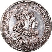 Austria 2 Thaler (Leopold V Hall - Very rare) CLAIDIA:ARCHIDVGISA:AISTRI:MEDIC LEOPOLD:ARD:A:E: coin reverse Austria 2 Thaler (Leopold V Hall - Very rare) CLAIDIA:ARCHIDVGISA:AISTRI:MEDIC LEOPOLD:ARD:A:E: coin reverse