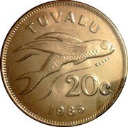 Tuvalu 20 Cents Flying fish 1985 KM# 5 TUVALU 20C 1985 coin reverse Tuvalu 20 Cents Flying fish 1985 KM# 5 TUVALU 20C 1985 coin reverse