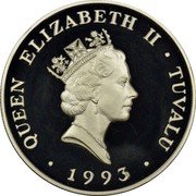 Tuvalu 20 Dollars Coronation Anniversary 1993 Proof KM# 16 QUEEN ELIZABETH II TUVALU RDM 1993 coin obverse Tuvalu 20 Dollars Coronation Anniversary 1993 Proof KM# 16 QUEEN ELIZABETH II TUVALU RDM 1993 coin obverse
