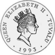Tuvalu 20 Dollars HMS Royalist Ship 1993 Proof KM# 18 QUEEN ELIZABETH II TUVALU RDM 1993 coin obverse Tuvalu 20 Dollars HMS Royalist Ship 1993 Proof KM# 18 QUEEN ELIZABETH II TUVALU RDM 1993 coin obverse