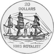 Tuvalu 20 Dollars HMS Royalist Ship 1993 Proof KM# 18 20 DOLLARS HMS ROYALIST coin reverse Tuvalu 20 Dollars HMS Royalist Ship 1993 Proof KM# 18 20 DOLLARS HMS ROYALIST coin reverse