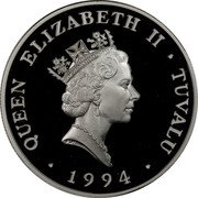 Tuvalu 20 Dollars Javelin thrower Olympic Games 1994 Proof KM# 25 QUEEN ELIZABETH II TUVALU RDM 1994 coin obverse Tuvalu 20 Dollars Javelin thrower Olympic Games 1994 Proof KM# 25 QUEEN ELIZABETH II TUVALU RDM 1994 coin obverse