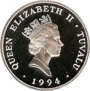 Tuvalu 20 Dollars Blue Coral 1994 Proof KM# 27 QUEEN ELIZABETH II TUVALU RDM 1994 coin obverse Tuvalu 20 Dollars Blue Coral 1994 Proof KM# 27 QUEEN ELIZABETH II TUVALU RDM 1994 coin obverse