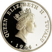 Tuvalu 20 Dollars Flags World Cup Soccer 1994 Proof KM# 22 QUEEN ELIZABETH II TUVALU 1994 coin obverse Tuvalu 20 Dollars Flags World Cup Soccer 1994 Proof KM# 22 QUEEN ELIZABETH II TUVALU 1994 coin obverse