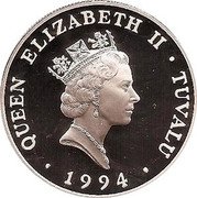 Tuvalu 20 Dollars Swimming Olympic Games 1994 Proof KM# 24 QUEEN ELIZABETH II TUVALU 1994 coin obverse Tuvalu 20 Dollars Swimming Olympic Games 1994 Proof KM# 24 QUEEN ELIZABETH II TUVALU 1994 coin obverse
