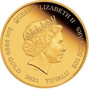 Tuvalu 200 Dollars James Bond Anniversary Diamonds Are Forever 2021 QUEEN ELIZABETH II 2 OZ 9999 GOLD 2021 TUVALU 200 DOLLARS IRB coin obverse Tuvalu 200 Dollars James Bond Anniversary Diamonds Are Forever 2021 QUEEN ELIZABETH II 2 OZ 9999 GOLD 2021 TUVALU 200 DOLLARS IRB coin obverse