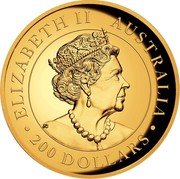 Australia 200 Dollars (Kookaburra) ELIZABETH II AUSTRALIA 200 DOLLARS coin obverse Australia 200 Dollars (Kookaburra) ELIZABETH II AUSTRALIA 200 DOLLARS coin obverse