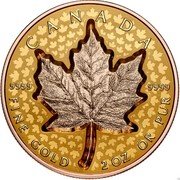 Canada 200 Dollars Super Incuse Gold Maple Leaf 2022 9999 9999 CANADA FINE GOLD 2 OZ OR PUR coin reverse