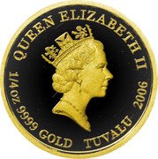 Tuvalu 25 Dollars (Elizabeth II Ultraman Nexus) QUEEN ELIZABETH II RDM 1/4 OZ 9999 GOLD TUVALU 2006 coin obverse Tuvalu 25 Dollars (Elizabeth II Ultraman Nexus) QUEEN ELIZABETH II RDM 1/4 OZ 9999 GOLD TUVALU 2006 coin obverse