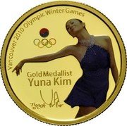 Tuvalu 25 Dollars (Elizabeth II Yuna Kim) VANCOUVER 2010 OLYMPIC WINTER GAMES GOLD MEDALLIST YUNA KIM coin reverse Tuvalu 25 Dollars (Elizabeth II Yuna Kim) VANCOUVER 2010 OLYMPIC WINTER GAMES GOLD MEDALLIST YUNA KIM coin reverse