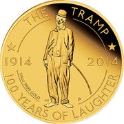 Tuvalu 25 Dollars Charlie Chaplin Anniversary 2014 Proof KM# 257 THE TRAMP 1914 2014 100 YEARS OF LAUGHTER 1/4 OZ 9999 GOLD P AH coin reverse Tuvalu 25 Dollars Charlie Chaplin Anniversary 2014 Proof KM# 257 THE TRAMP 1914 2014 100 YEARS OF LAUGHTER 1/4 OZ 9999 GOLD P AH coin reverse