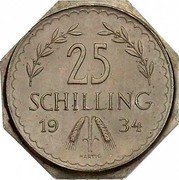Austria 25 Schilling (25 Schilling) 25 SCHILLING 19 34 coin obverse